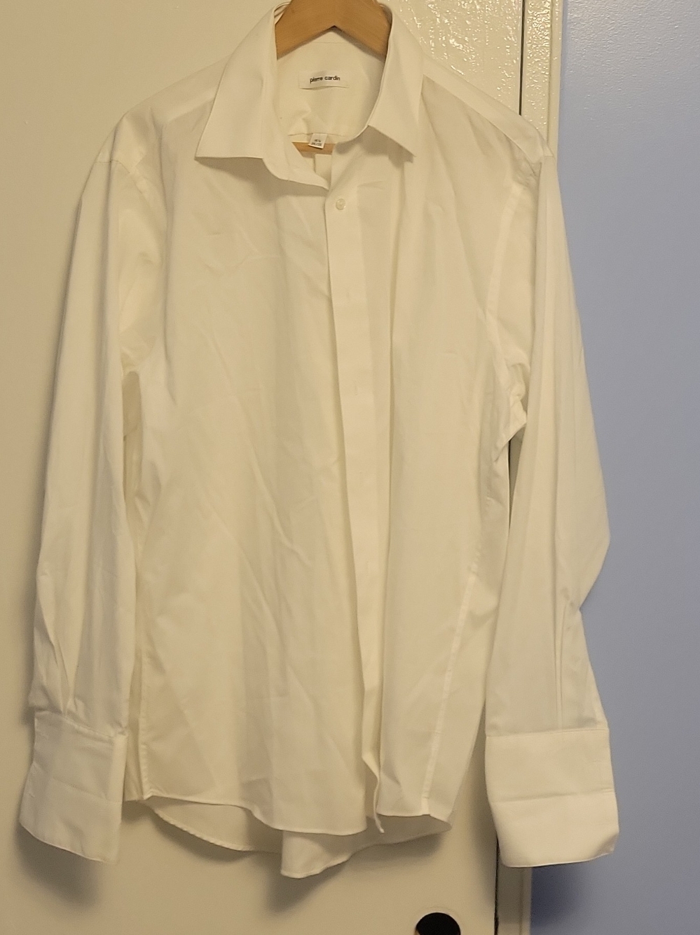 Pierre Cardin White Men's Dress Shirt - Spread Collar